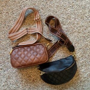 TWO Quilted Faux Leather Waist Packs